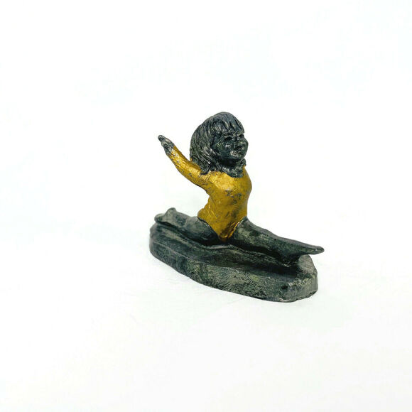 Michael Ricker Pewter Santa Clause Gymnast Girl Reading to Teddy Bear Lot of 3 - Picture 5 of 7